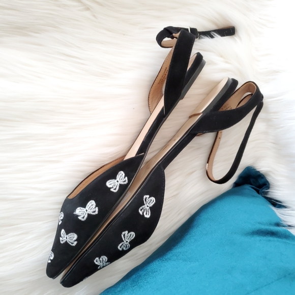 NWT Anthropologie Embroidered Bow Ballet Flats - Picture 2 of 5